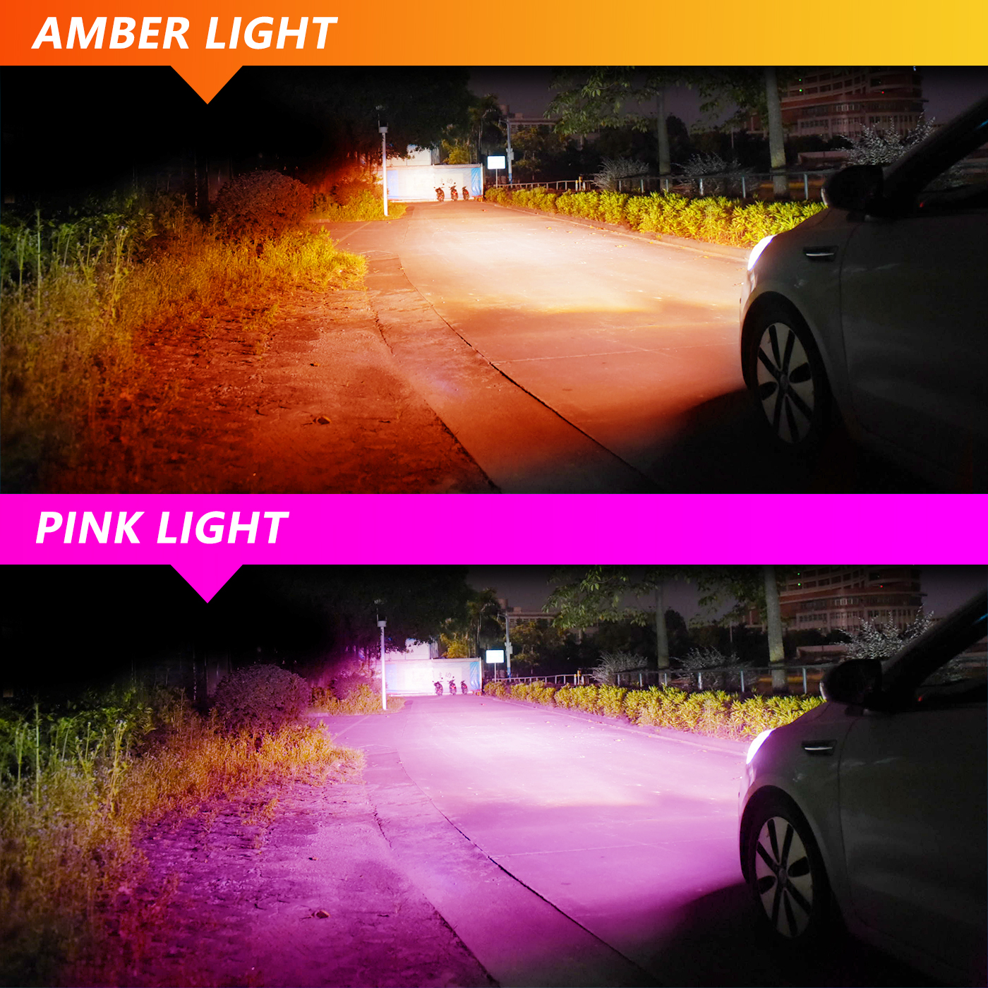 Sungmo M6A Series Dual-Color LED Headlight – Amber & Pink Purple Switchable,Sungmo LED Lighting,M6A Dual-Color LED Headlight– Amber & Pink Purple Switchable