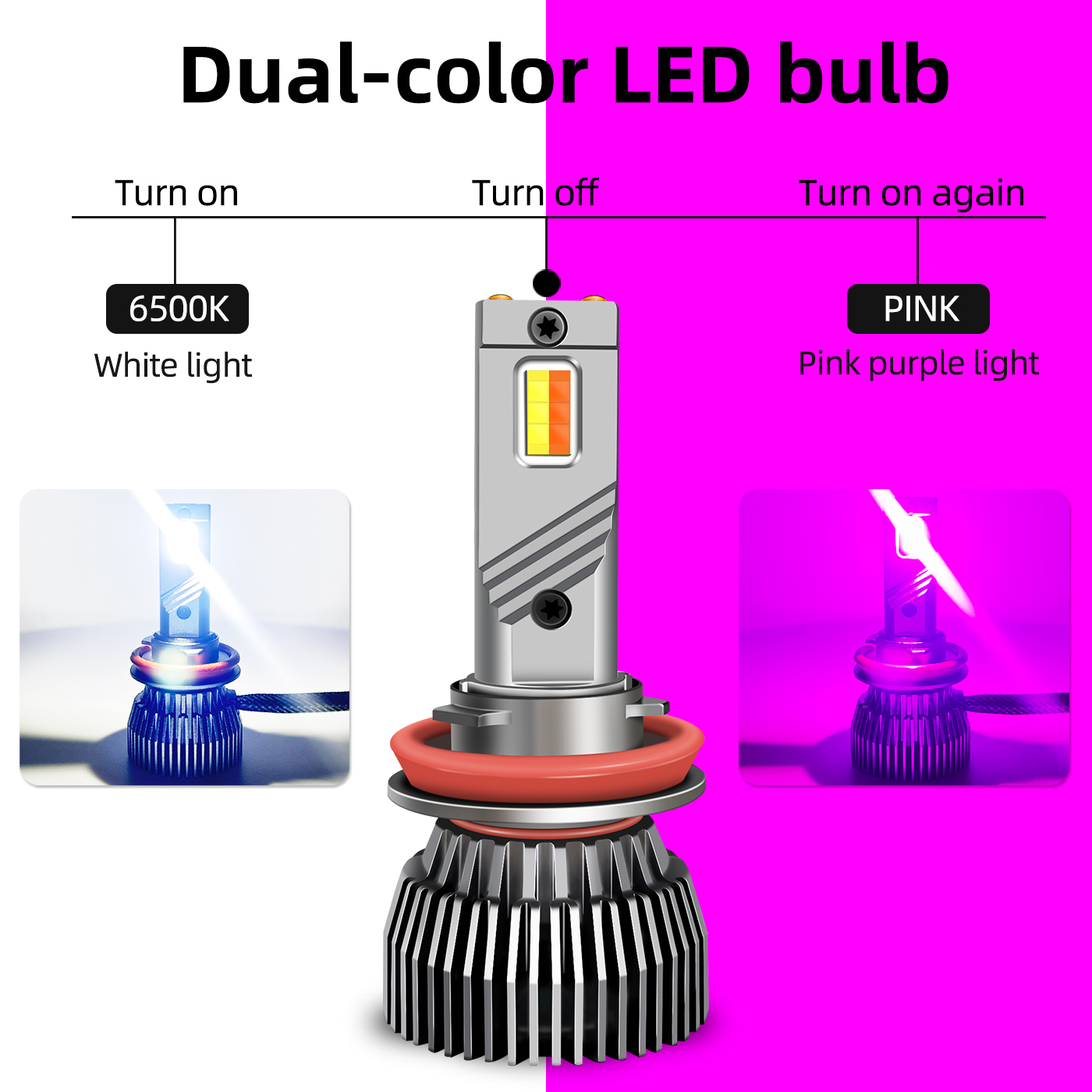 Sungmo M6P Series Dual-Color LED Headlight – White & Pink Purple Switchable,Sungmo LED Lighting,M6P Dual-Color LED Headlight –White & Pink Purple Switchable