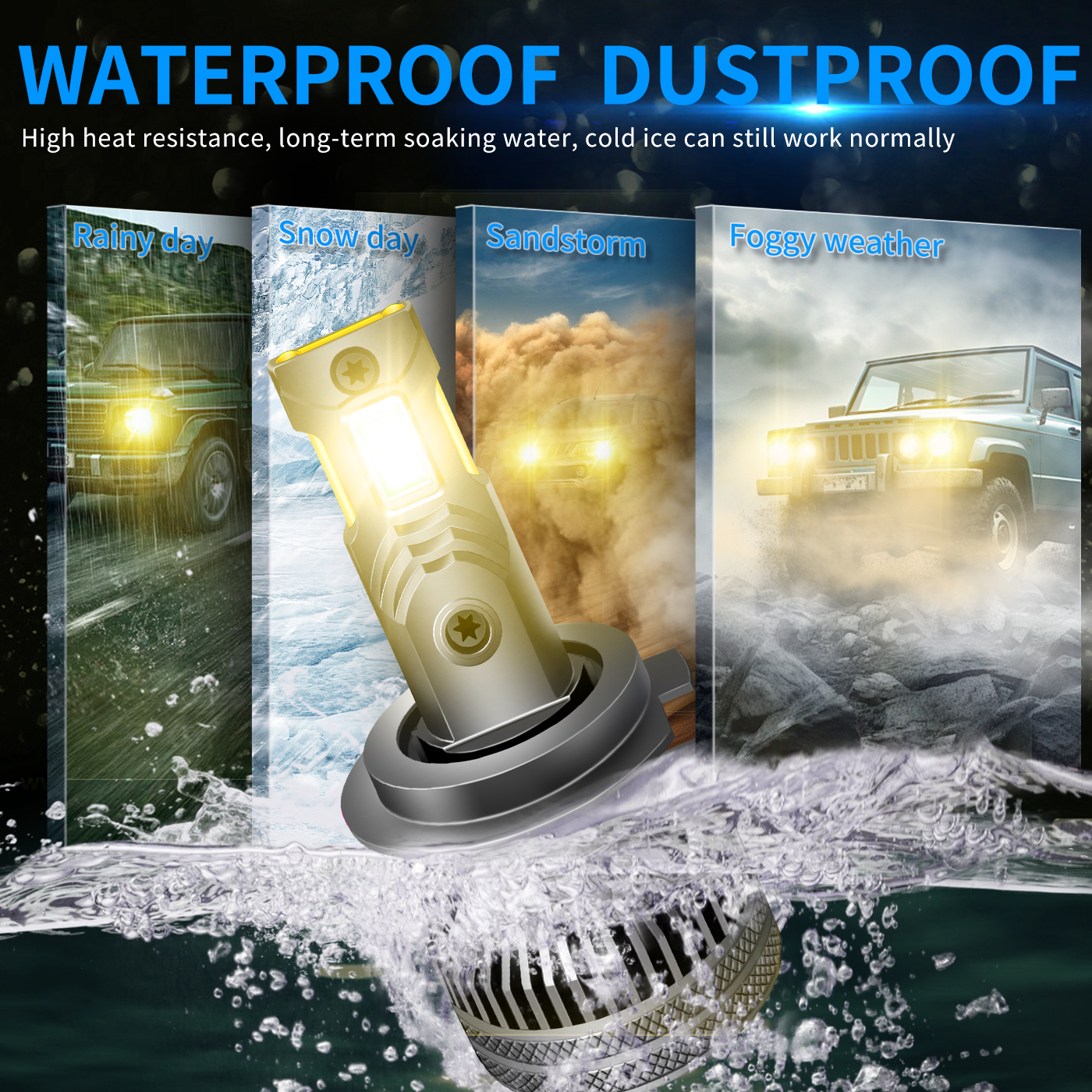 Sungmo M7 Series 3000K Golden Yellow LED Headlight – 140W Multi-Copper Tube Cooling,Sungmo LED Lighting,M7 Series 3000K Golden Yellow LED Headlight – 140W