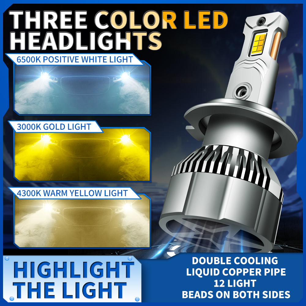 Sungmo M7T Series Tri-Color LED Headlight – 120W Multi-Copper Tube Cooling,Sungmo LED Lighting,M7T Tri-Color LED Headlight – 120W