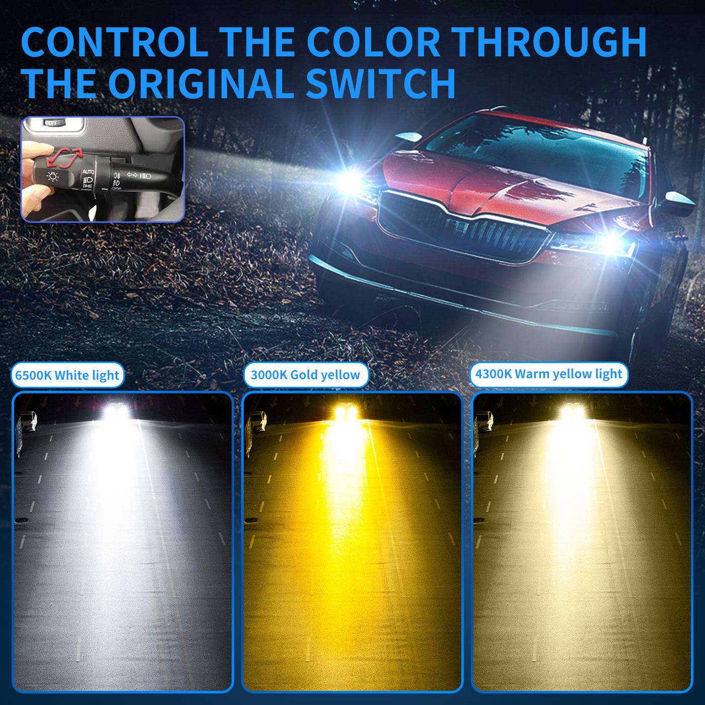 Sungmo M7T Series Tri-Color LED Headlight – 120W Multi-Copper Tube Cooling,Sungmo LED Lighting,M7T Tri-Color LED Headlight – 120W