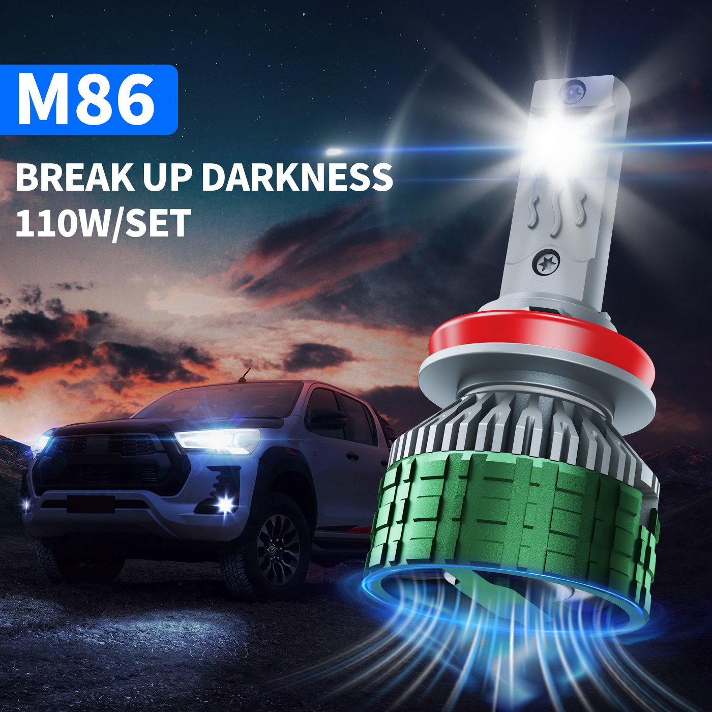 Sungmo M86 Series LED Headlight – 110W Dual Copper Tube Cooling,Sungmo LED Lighting,M86 Series LED Headlight–110W Jing Edition Dual Copper Tube