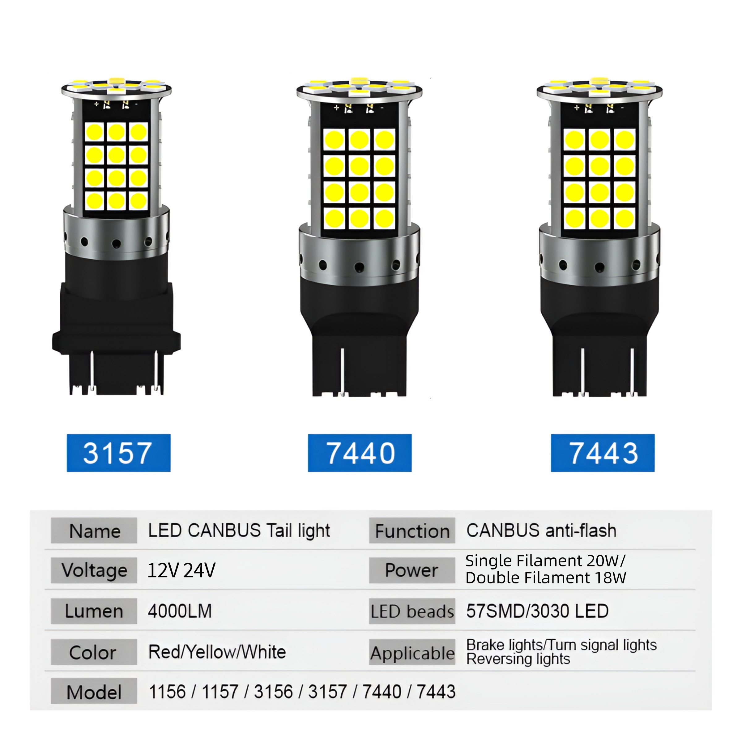 Sungmo LED CANBUS Tail Light – 3157/7440/7443 Anti-Flash Dual-Filament,Sungmo LED Lighting,CANBUS Tail Light–3157/7440/7443Anti-Flash Brake Turn Signal