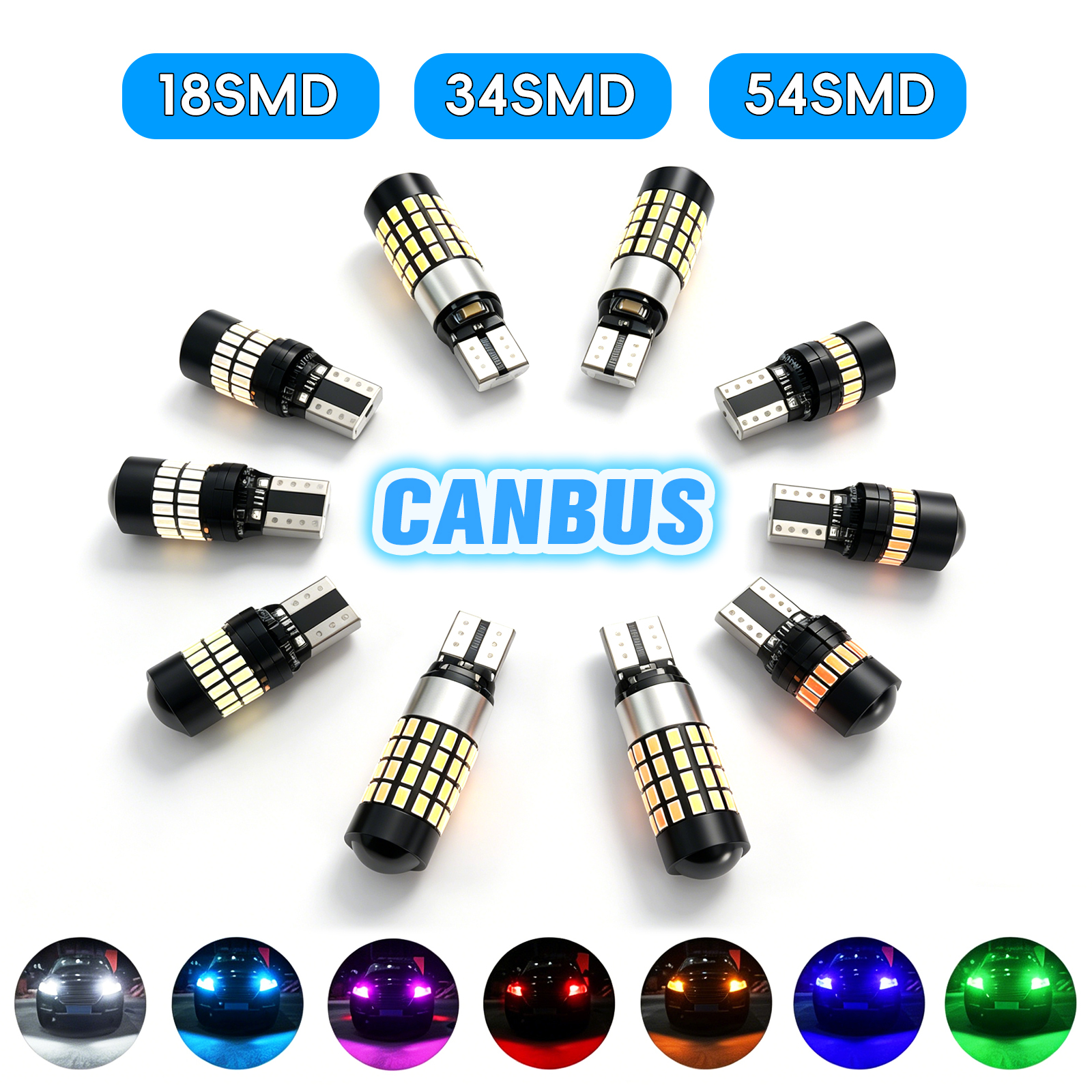 Sungmo T10 LED Bulb – 18/34/54 SMD Multi-Color Interior & Side Marker Light,Sungmo LED Lighting,T10 Bulb– 18/34/54 SMD Multi-Color Interior & Marker Light
