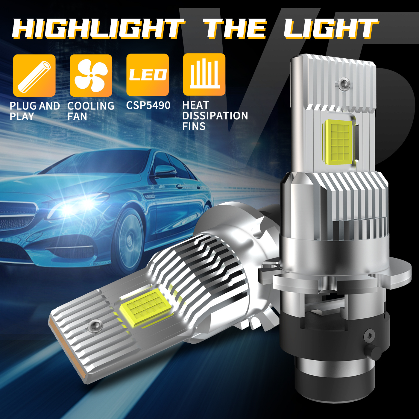 Sungmo D Series V5 Plug-in LED Headlight – D2S/D4S Smart Decoder,Sungmo LED Lighting,V5 Plug-in LED Headlight – D2S/D4S Replacement with Decoder