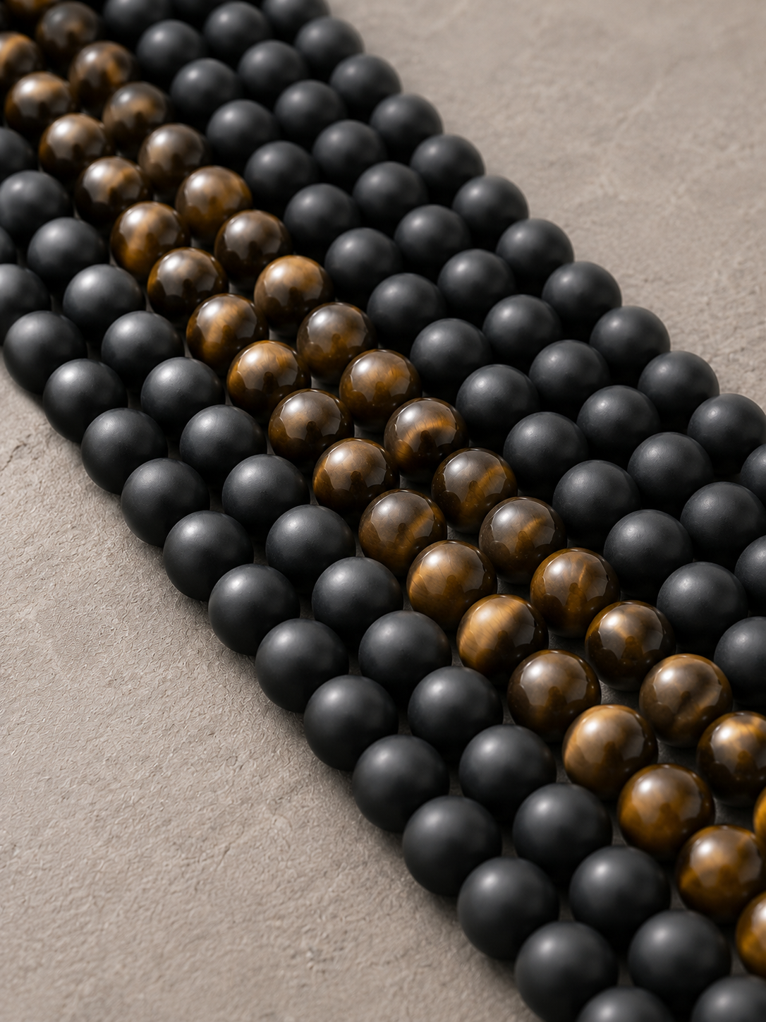 Black Obsidian & Black Tiger's Eye Beaded Bracelet - Grounded