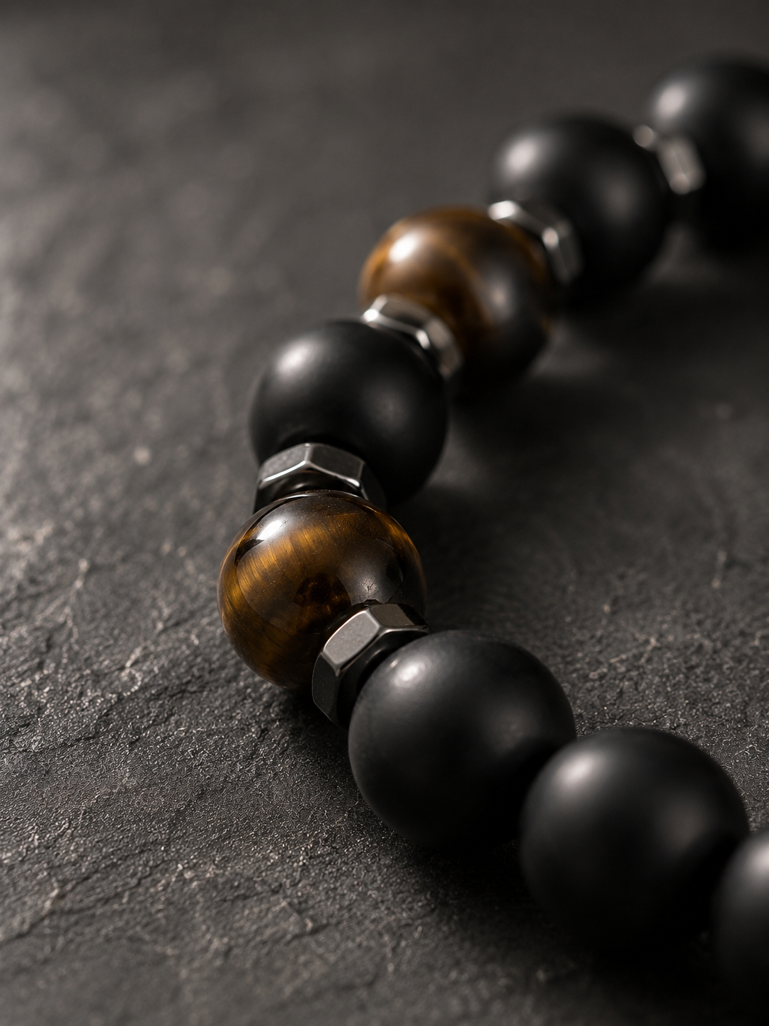 Black Obsidian & Black Tiger's Eye Beaded Bracelet - Grounded