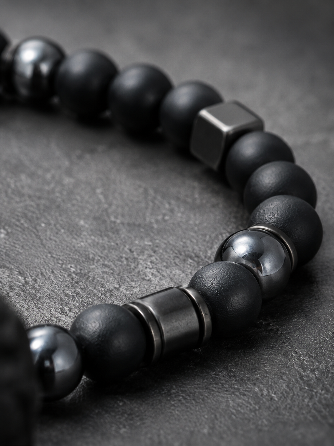 Black Obsidian & Magnetic Stone Beaded Bracelet - Grounded