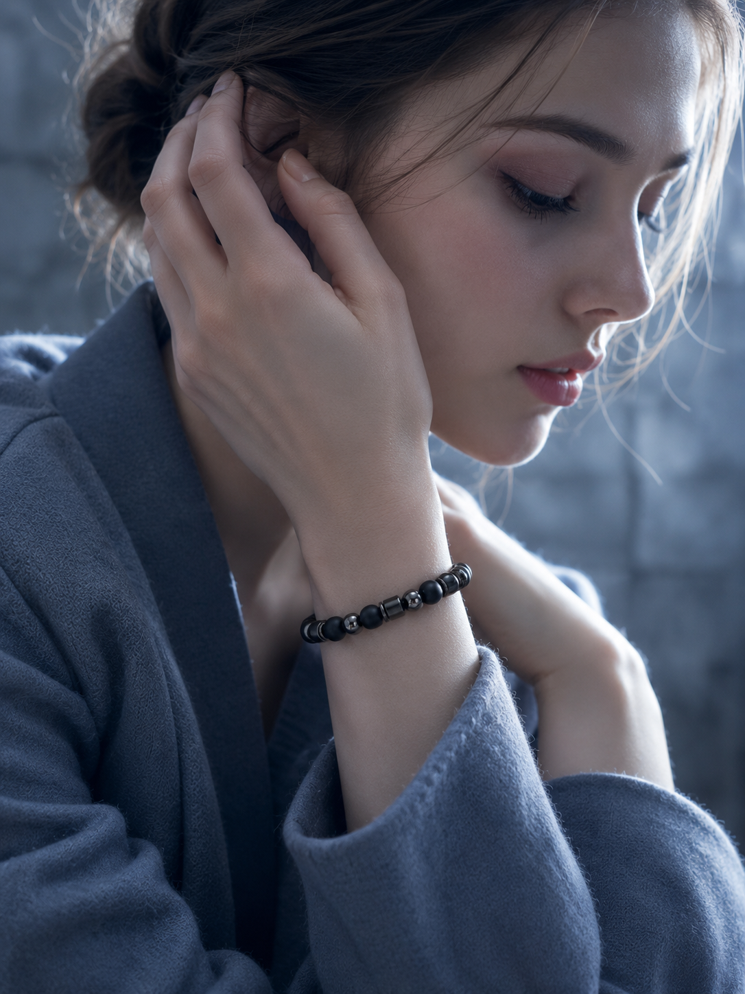 Black Obsidian & Magnetic Stone Beaded Bracelet - Grounded