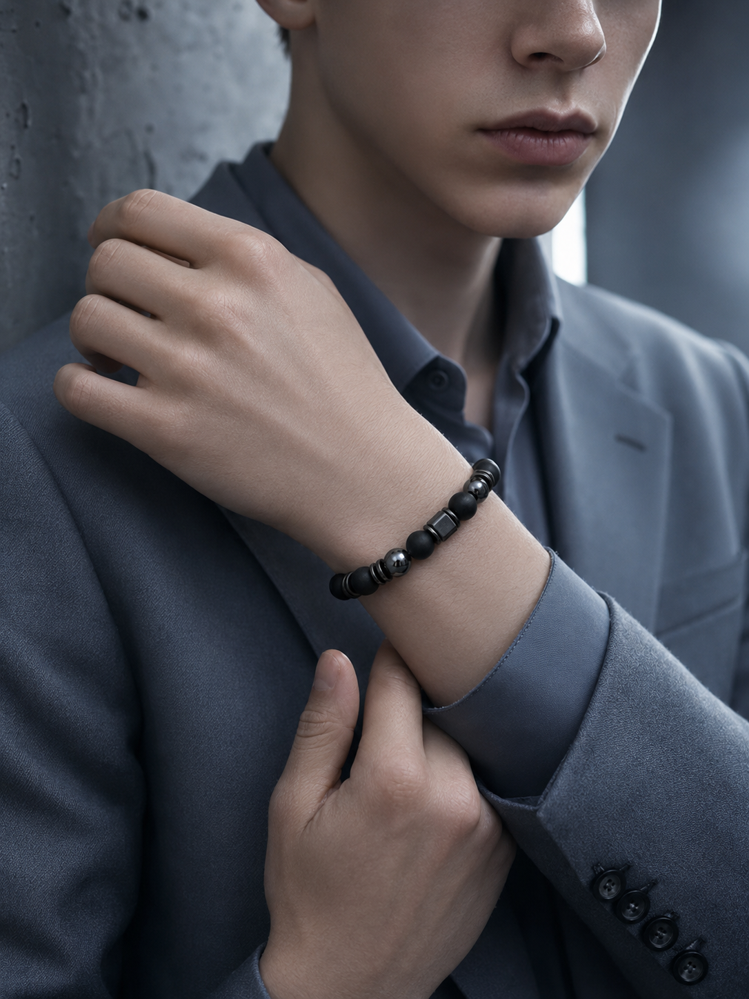 Black Obsidian & Magnetic Stone Beaded Bracelet - Grounded