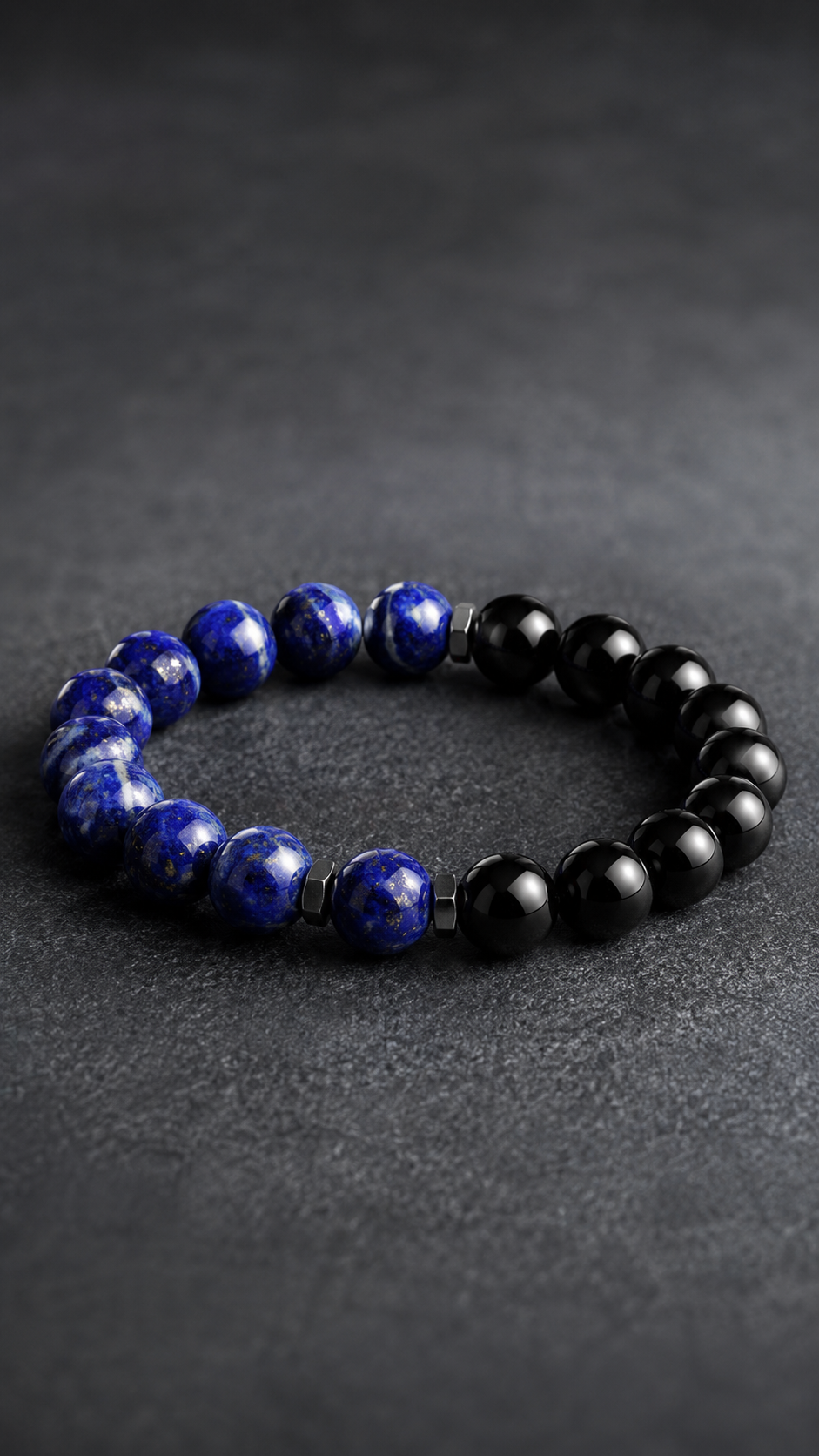 Lapis Lazuli & Black Obsidian Beaded Bracelet - Liminal