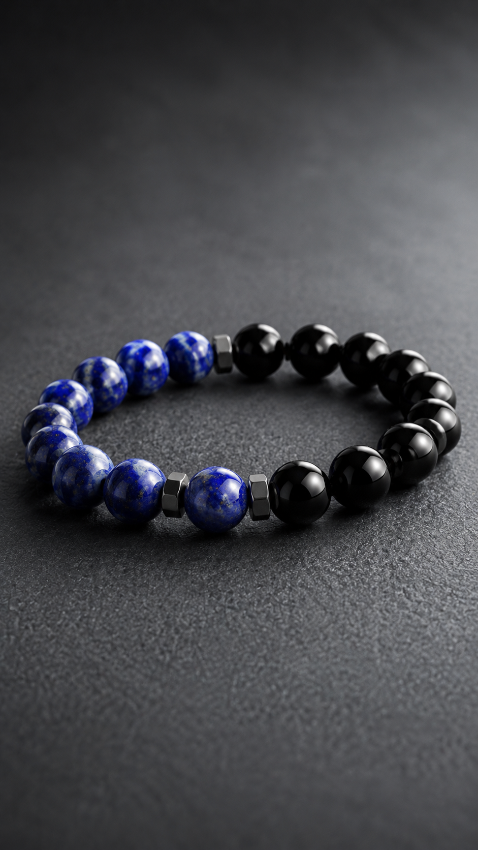 Lapis Lazuli & Black Obsidian Beaded Bracelet - Liminal