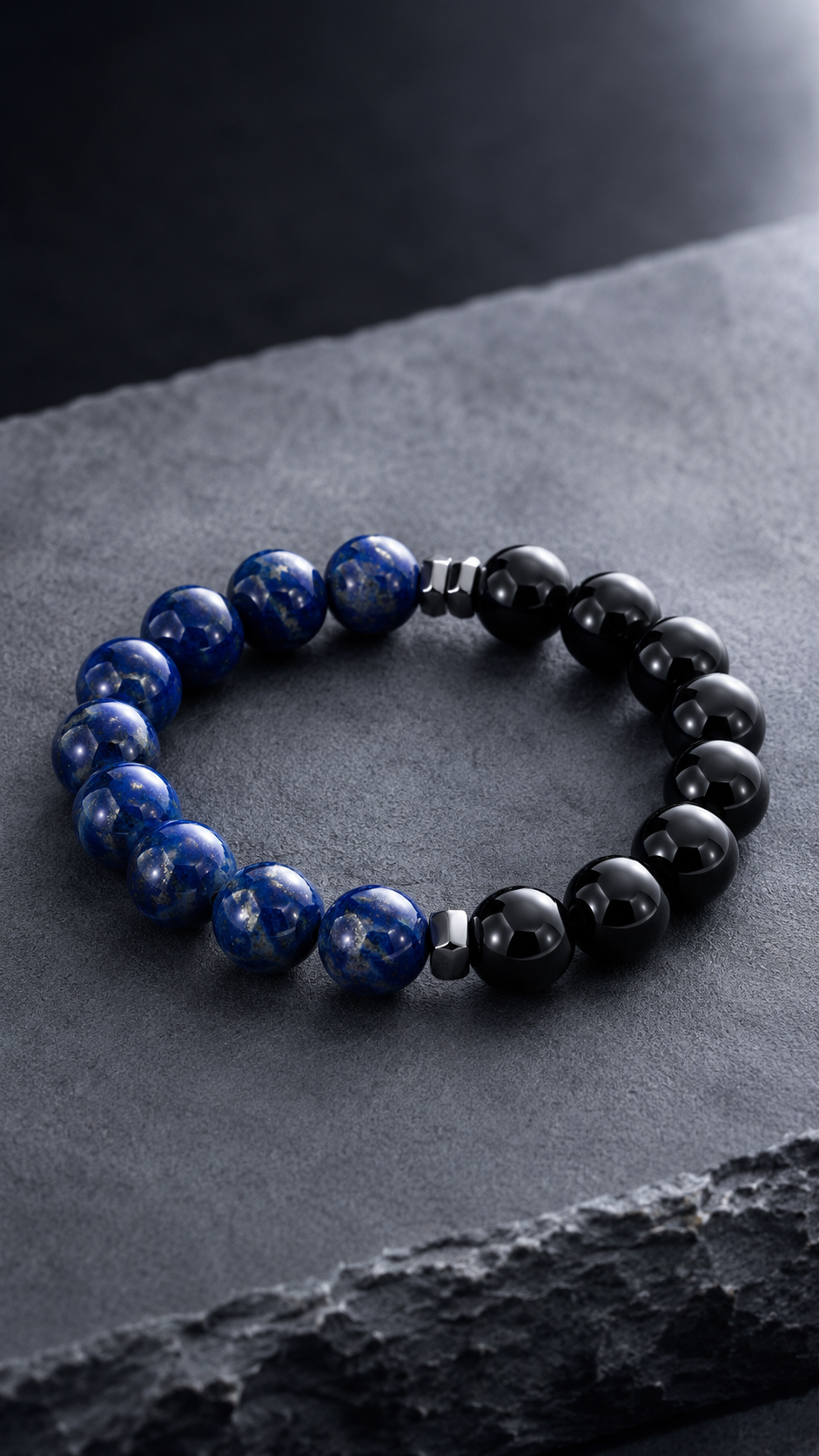 Lapis Lazuli & Black Obsidian Beaded Bracelet - Liminal