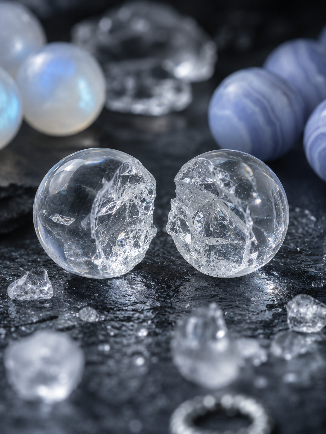 Moonstone, Clear Quartz & Blue Lace Agate Beaded Bracelet - Flow