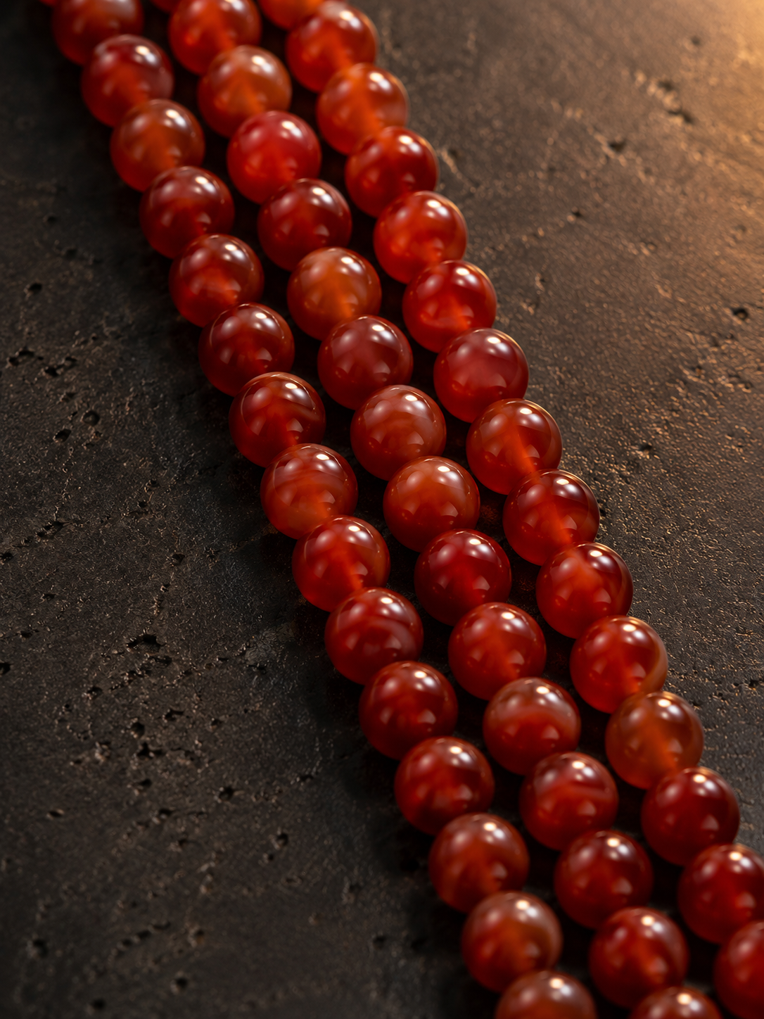 Red Agate & Lava Stone Beaded Bracelet - Ember