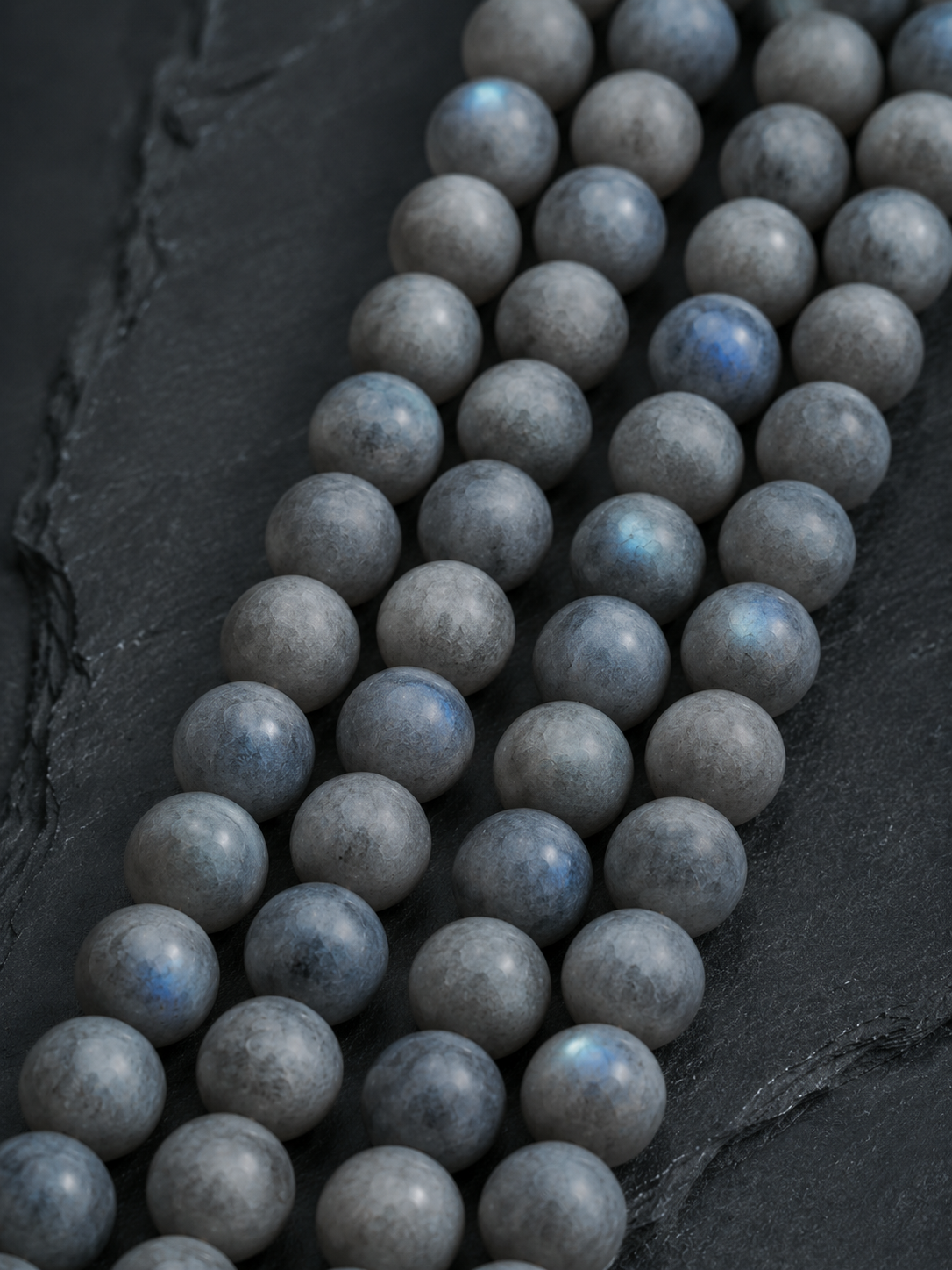 Matte Labradorite, Hawk’s Eye & Gray Moonstone Beaded Bracelet - Moonlit Hawk