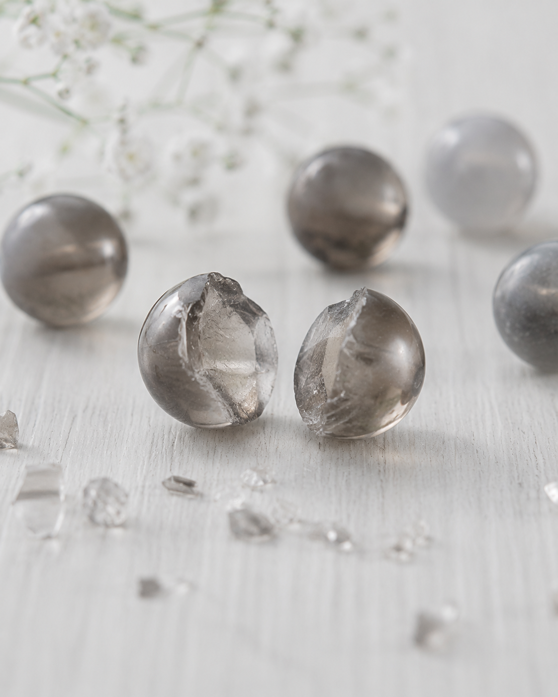 Cloud Agate, Gray Chalcedony & White Chalcedony Beaded Bracelet - Cloud Mist