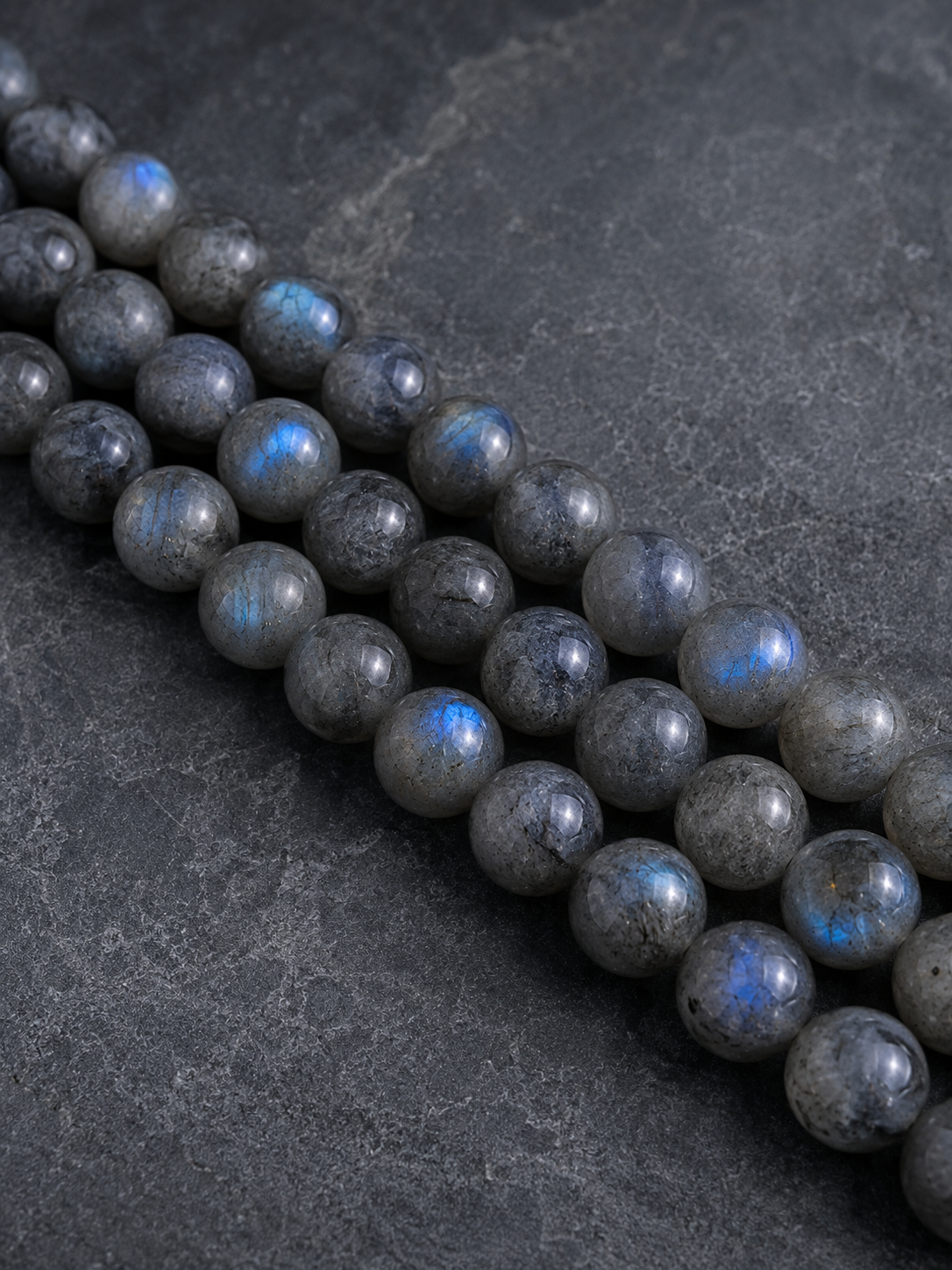 Pyrite in Clear Quartz, Smoky Quartz & Gray Labradorite Beaded Bracelet - Silver Summit
