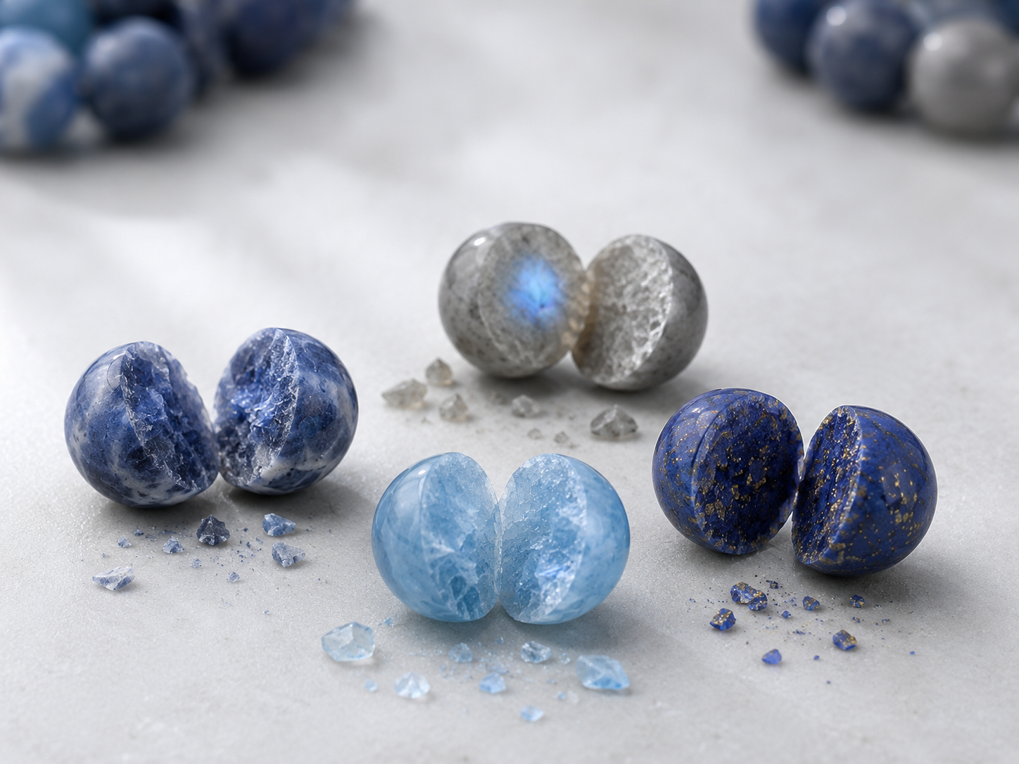Matte Sodalite, Lapis Lazuli & Blue Apatite Beaded Bracelet - Blue Horizon