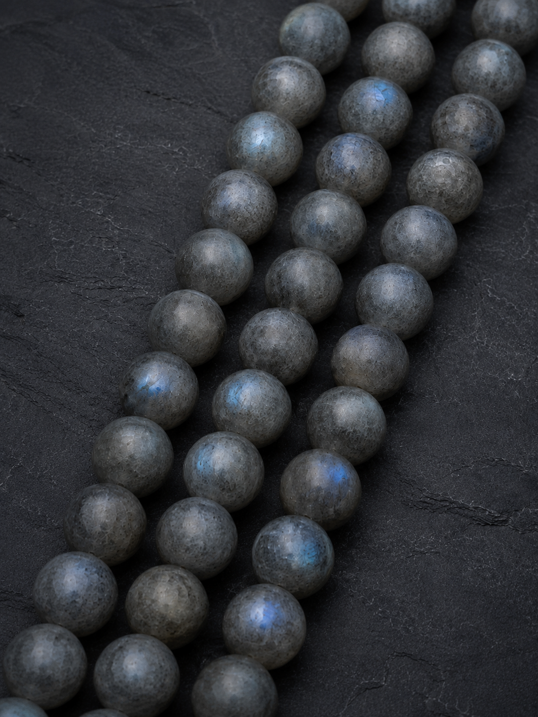 Matte Labradorite & Lava Stone Beaded Bracelet - Lunar Ground