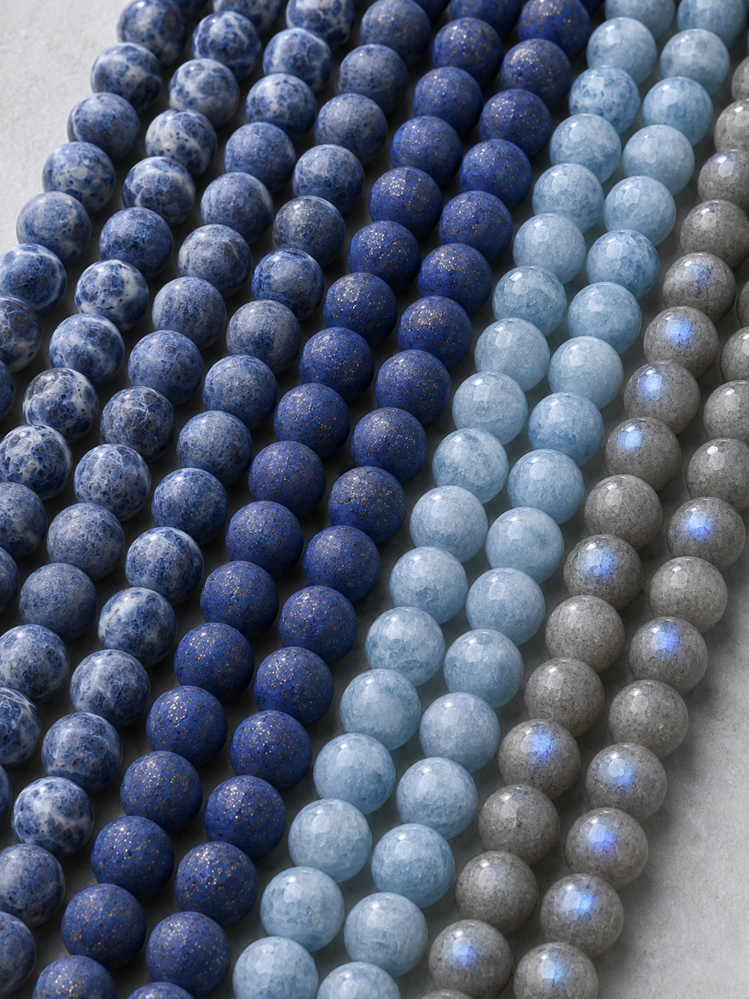 Matte Sodalite, Lapis Lazuli & Blue Apatite Beaded Bracelet - Blue Horizon