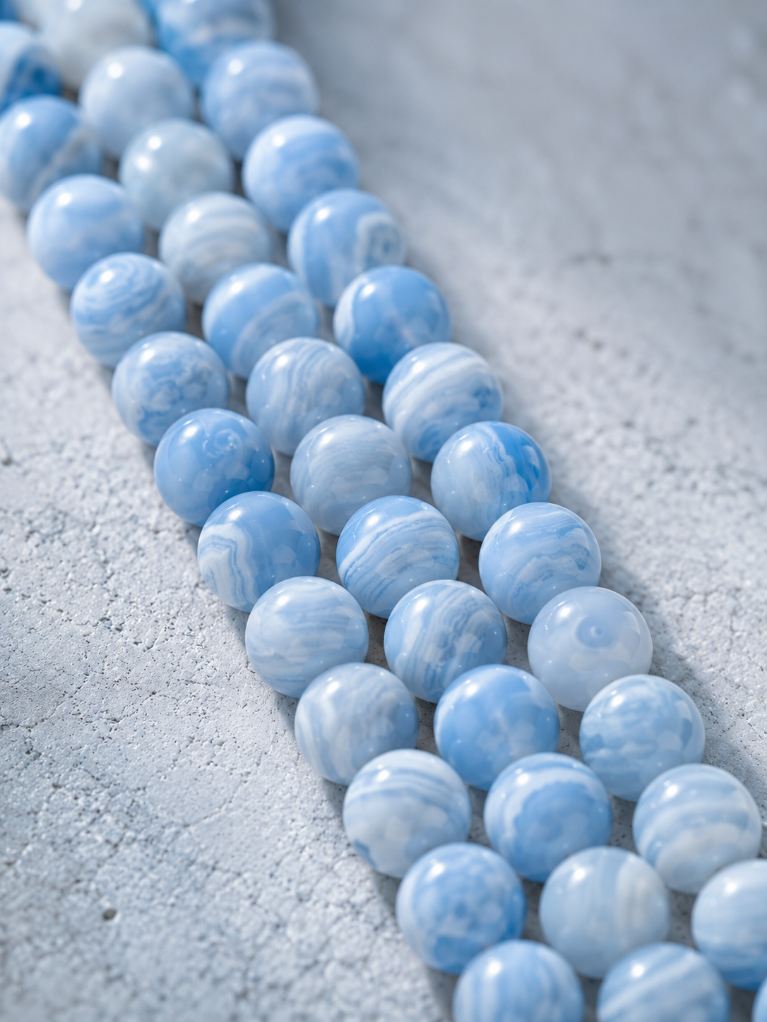 Aquamarine, Blue Lace Agate & Clear Quartz Beaded Bracelet - Still Realm