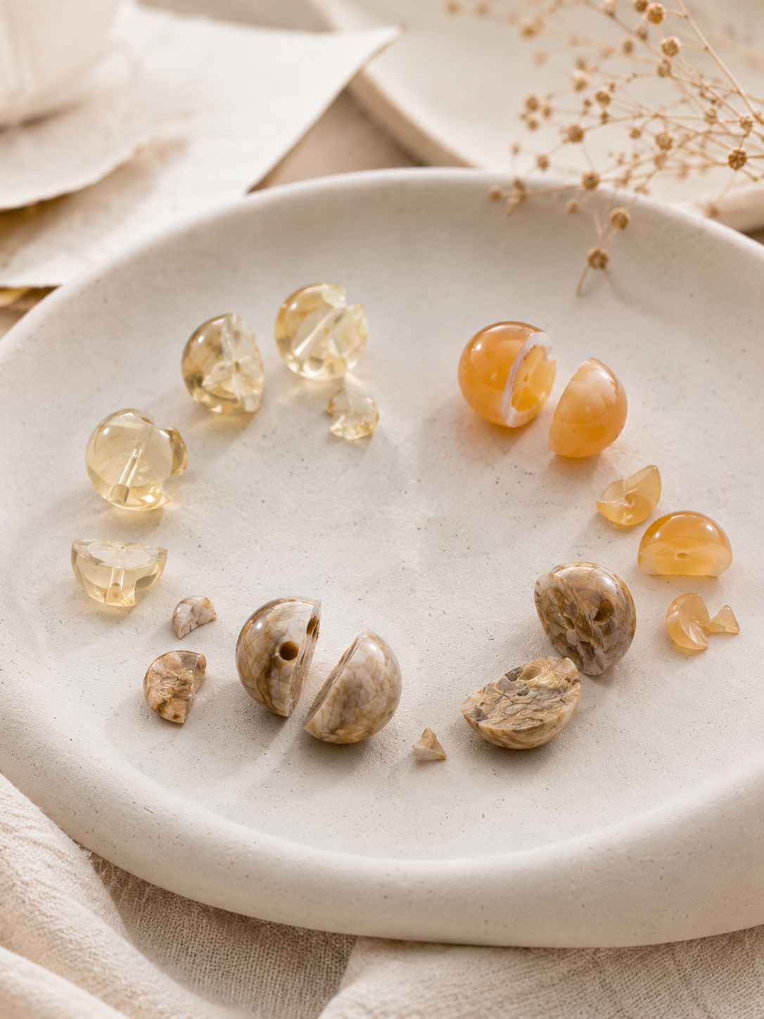 Petrified Wood, Citrine & Honey Agate Beaded Bracelet - Revival
