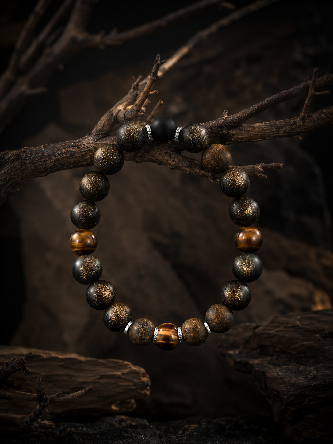 Matte Golden Obsidian, Bronzite & Tiger’s Eye Beaded Bracelet - Earthguard