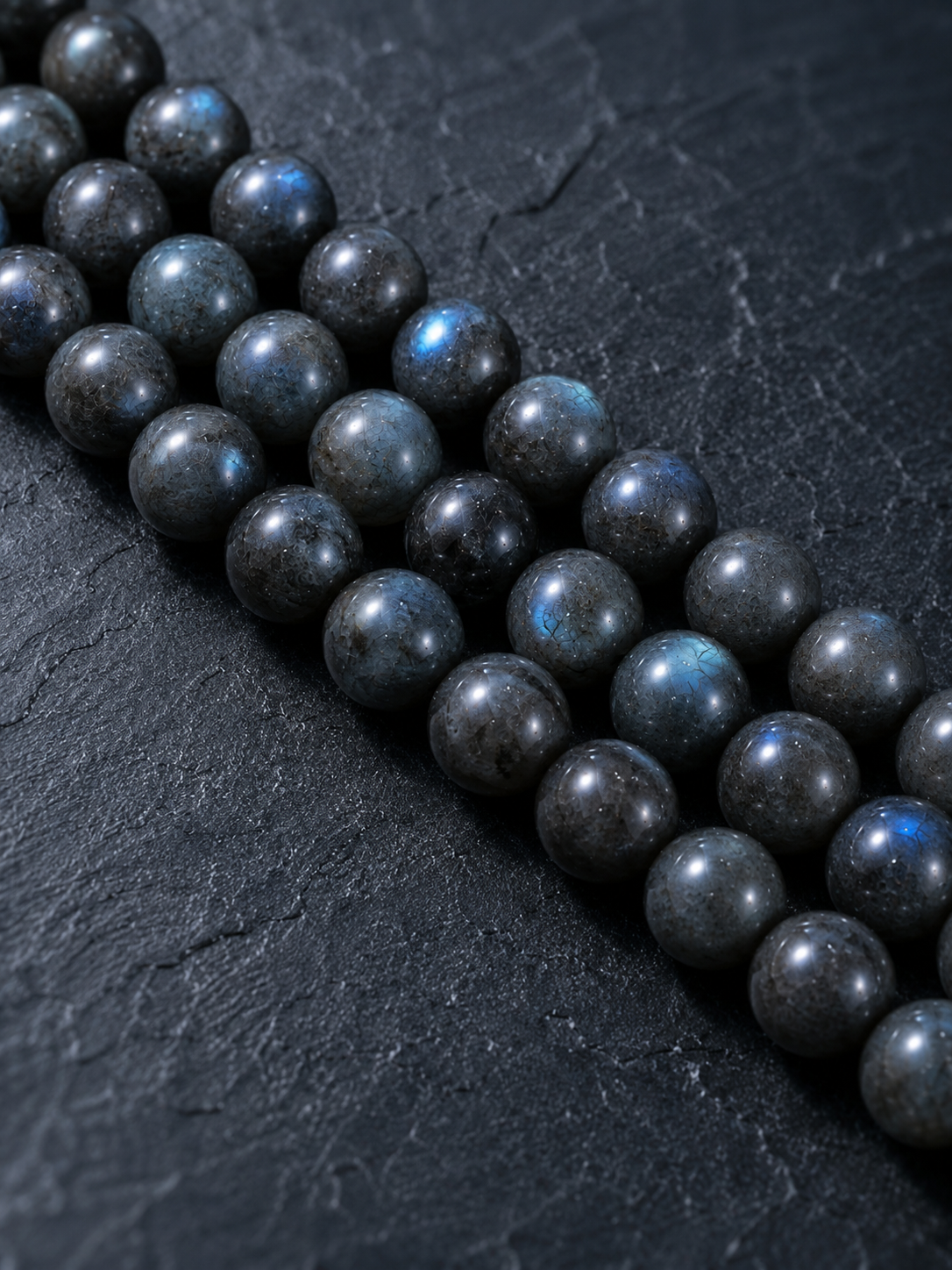Pyrite in Clear Quartz, Smoky Quartz & Gray Labradorite Beaded Bracelet - Moonlit Strata