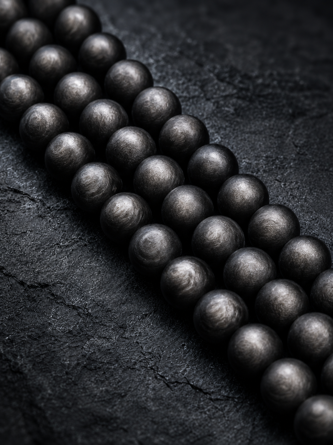 Matte Black Agate, Labradorite & Meteorite Beaded Bracelet - Meteor Shadow