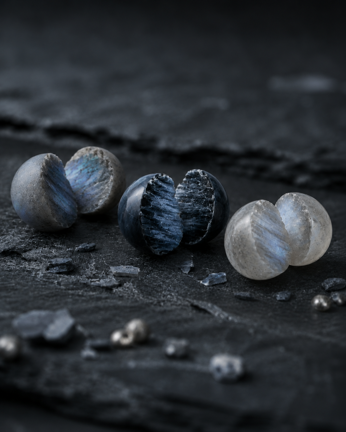 Matte Labradorite, Hawk's Eye & Gray Moonstone Beaded Bracelet - Moonlit Hawk