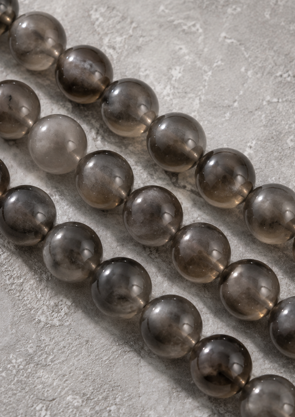 Gray White Cloud Quartz, Black Agate, Gray Moonstone & White Chalcedony Beaded Bracelet - Mist Veil