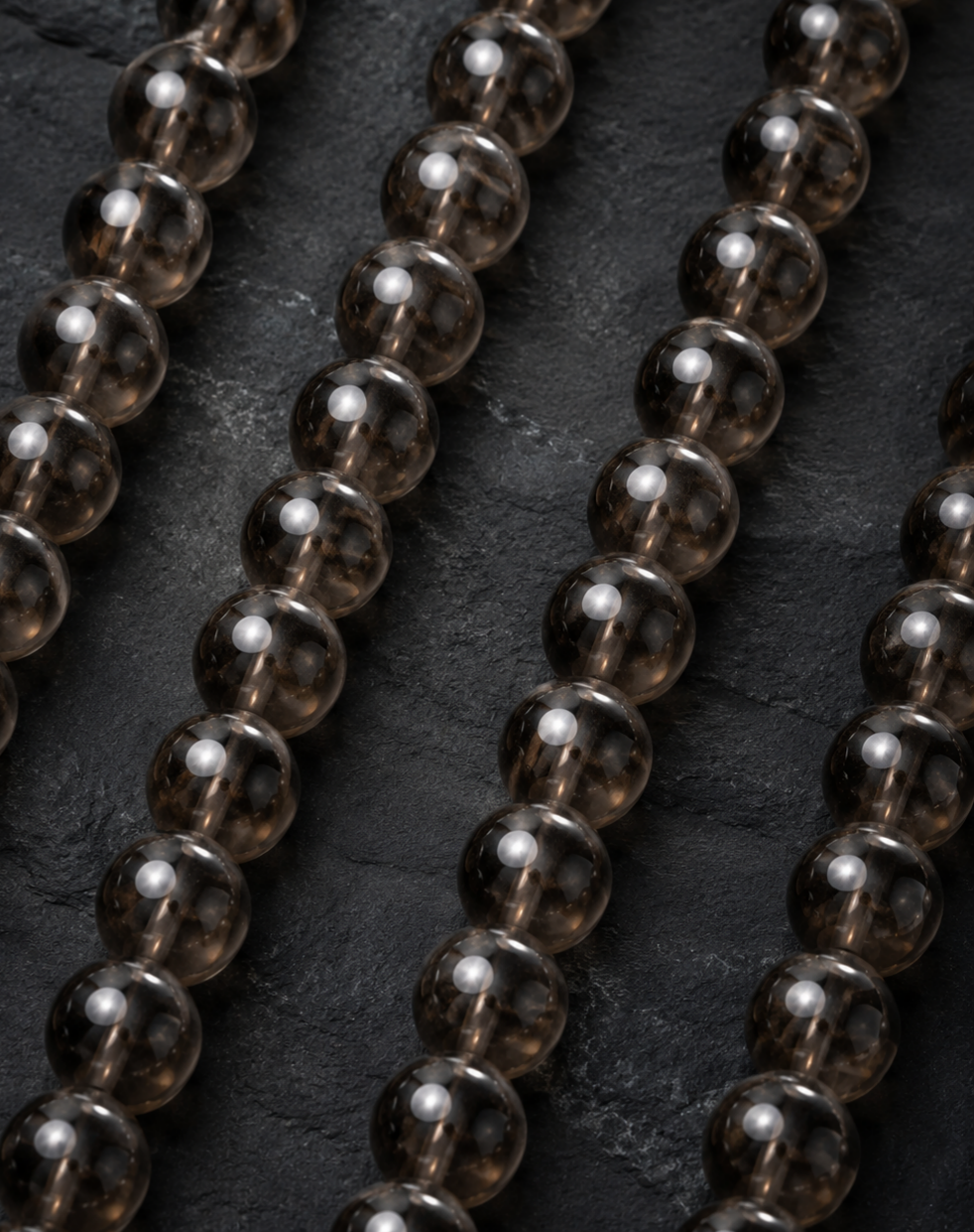 Dragon Blood Stone, Smoky Quartz & Matte Black Obsidian Beaded Bracelet - Crimson Grove