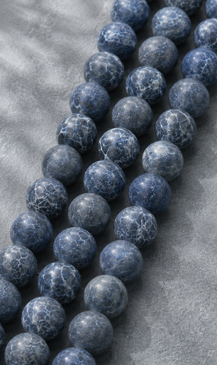 Dumortierite Quartz, Matte Lapis Lazuli, Hawk's Eye & White Phantom Quartz Beaded Bracelet - Deep Insight