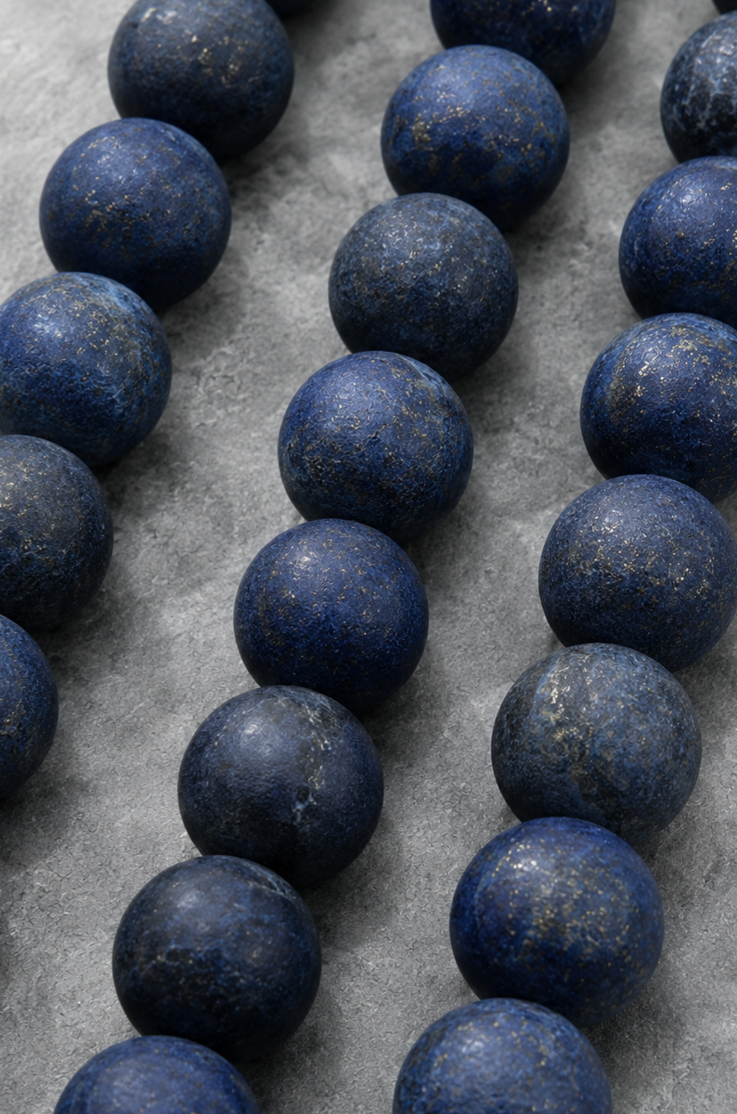 Dumortierite Quartz, Matte Lapis Lazuli, Hawk's Eye & White Phantom Quartz Beaded Bracelet - Deep Insight