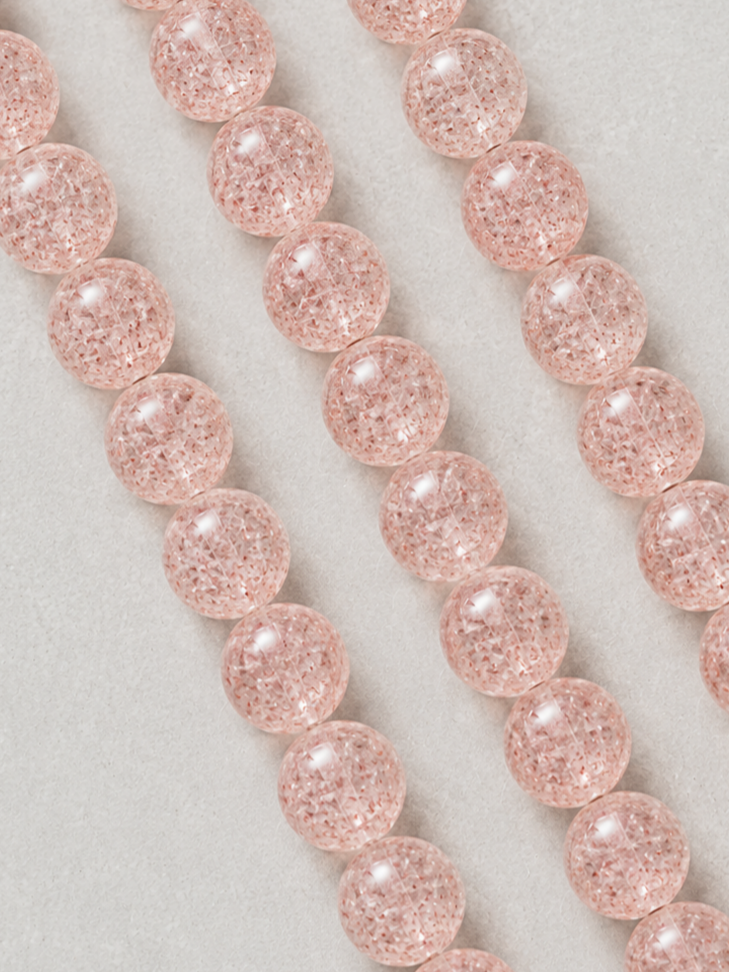 Silver Rutilated Quartz, Gray Moonstone & Strawberry Quartz Beaded Bracelet - Pure Light