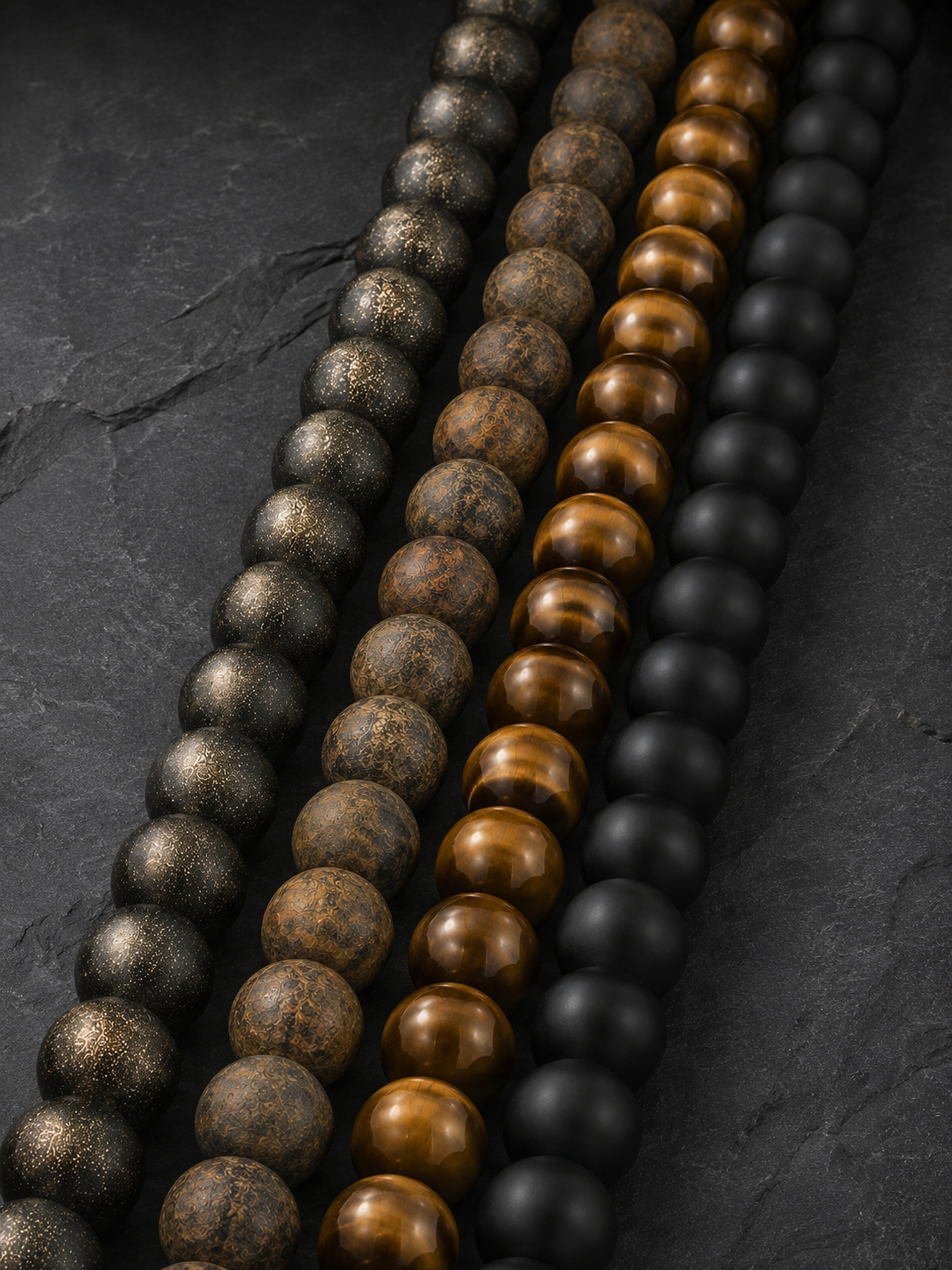 Matte Golden Obsidian, Matte Bronzite, Coffee Tiger's Eye & Matte Black Obsidian Beaded Bracelet - Earthguard
