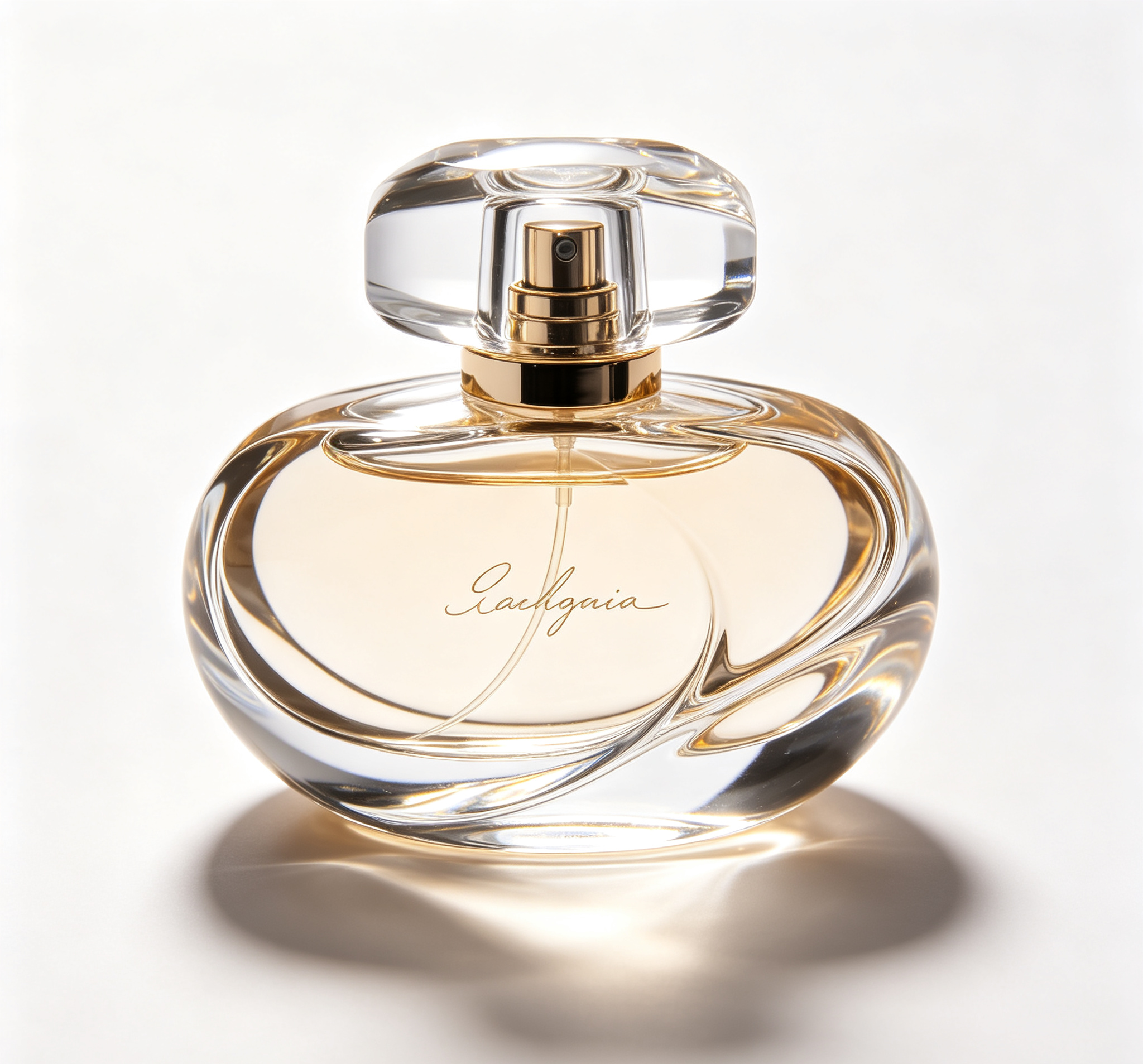 Curved Oval Handwritten Logo Luxury Perfume Bottle