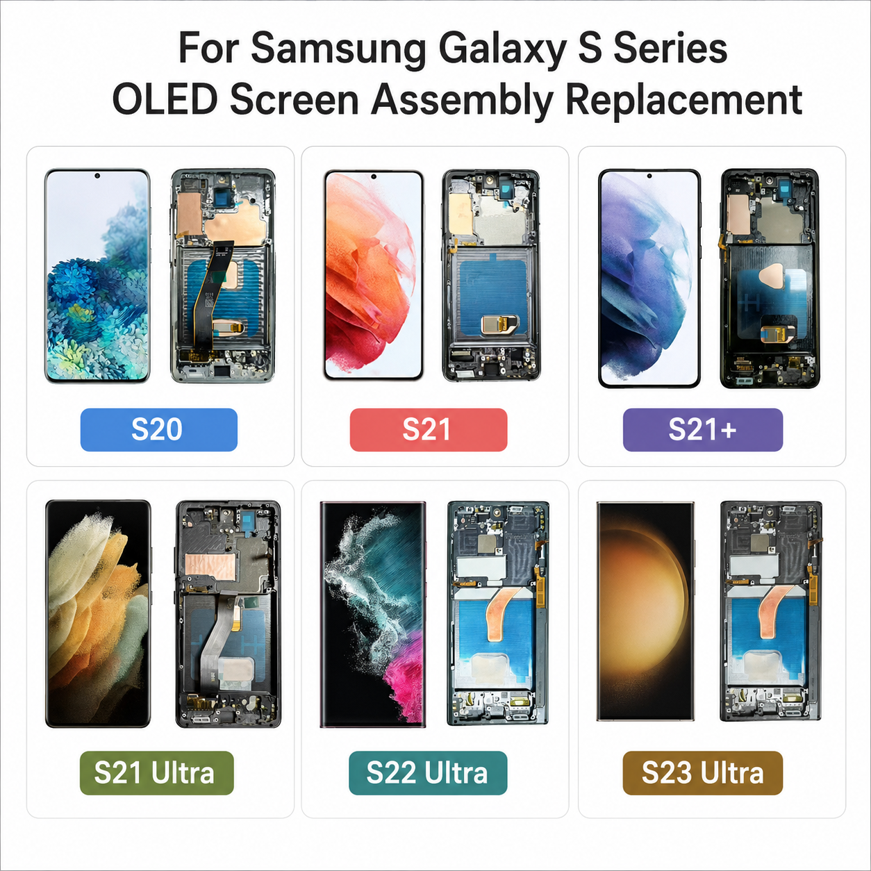 Compatible with Samsung Galaxy S Series OLED Screen Assembly With Frame,Panelix,S21U(G998)