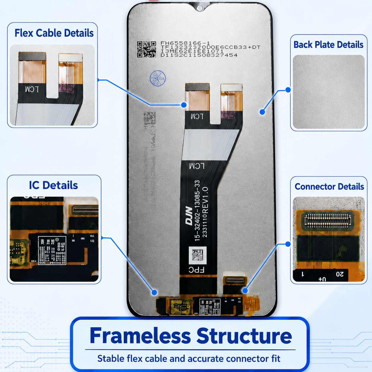 Frameless INCELL LCD Screen Assembly for Samsung Galaxy A Series A05 A06 A15 A16 A25 A35 A55,Panelix,Samsung A Series Frameless INCELL LCD Screen Assembly