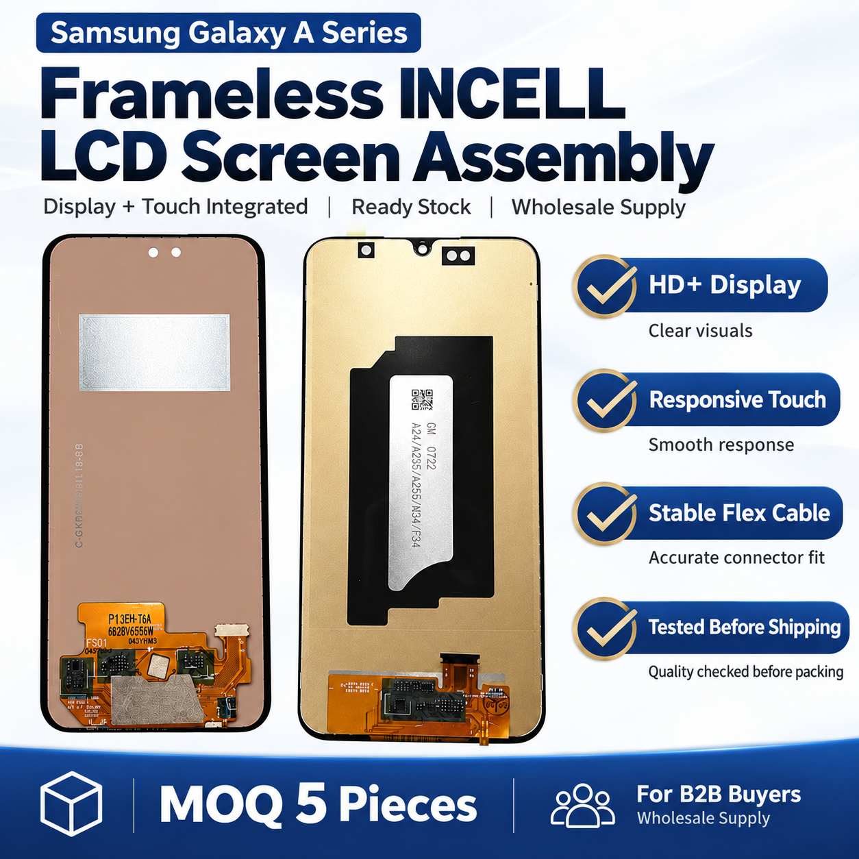 Frameless INCELL LCD Screen Assembly for Samsung Galaxy A Series A05 A06 A15 A16 A25 A35 A55,Panelix,Samsung A Series Frameless INCELL LCD Screen Assembly