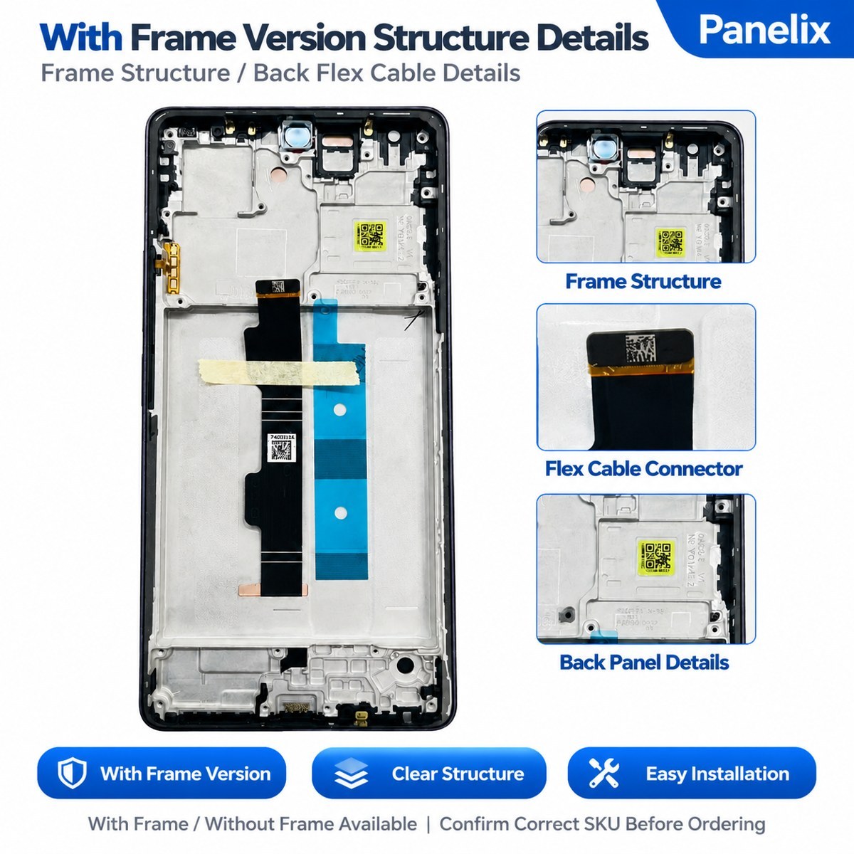 Compatible with Redmi Note 13 Series AMOLED Screen Assembly, Original Quality with Fingerprint Support, With Frame / Without Frame,Panelix,Compatible with Redmi Note 13 Series AMOLED Screen Assembly
