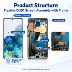 Flexible OLED Screen Assembly with Frame for Samsung Galaxy S20 S20+ S20 Ultra S21 S21+ S21 Ultra,Panelix,Flexible OLED Screen with Frame for Samsung S20 S21 Series