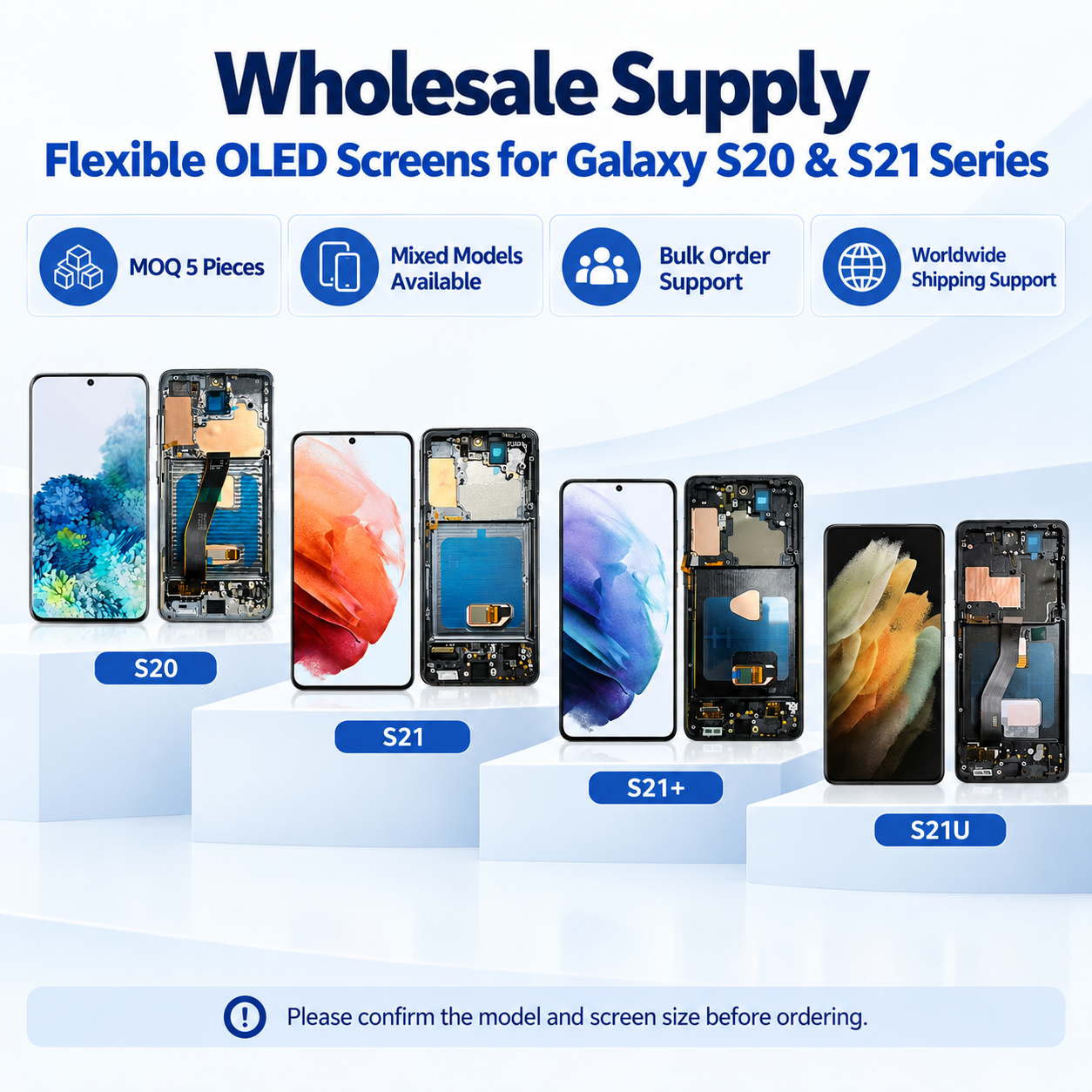 Flexible OLED Screen Assembly with Frame for Samsung Galaxy S20 S20+ S20 Ultra S21 S21+ S21 Ultra,Panelix,Flexible OLED Screen with Frame for Samsung S20 S21 Series