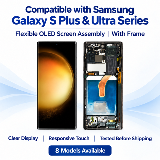 Compatible with Samsung Galaxy S22+ S23+ S24+ S25+  S22 Ultra S23 Ultra  S24 Ultra  S25 Ultra Flexible OLED Screen Assembly With Frame,Panelix,Samsung S22–S25 Plus/Ultra Flexible OLED With Frame