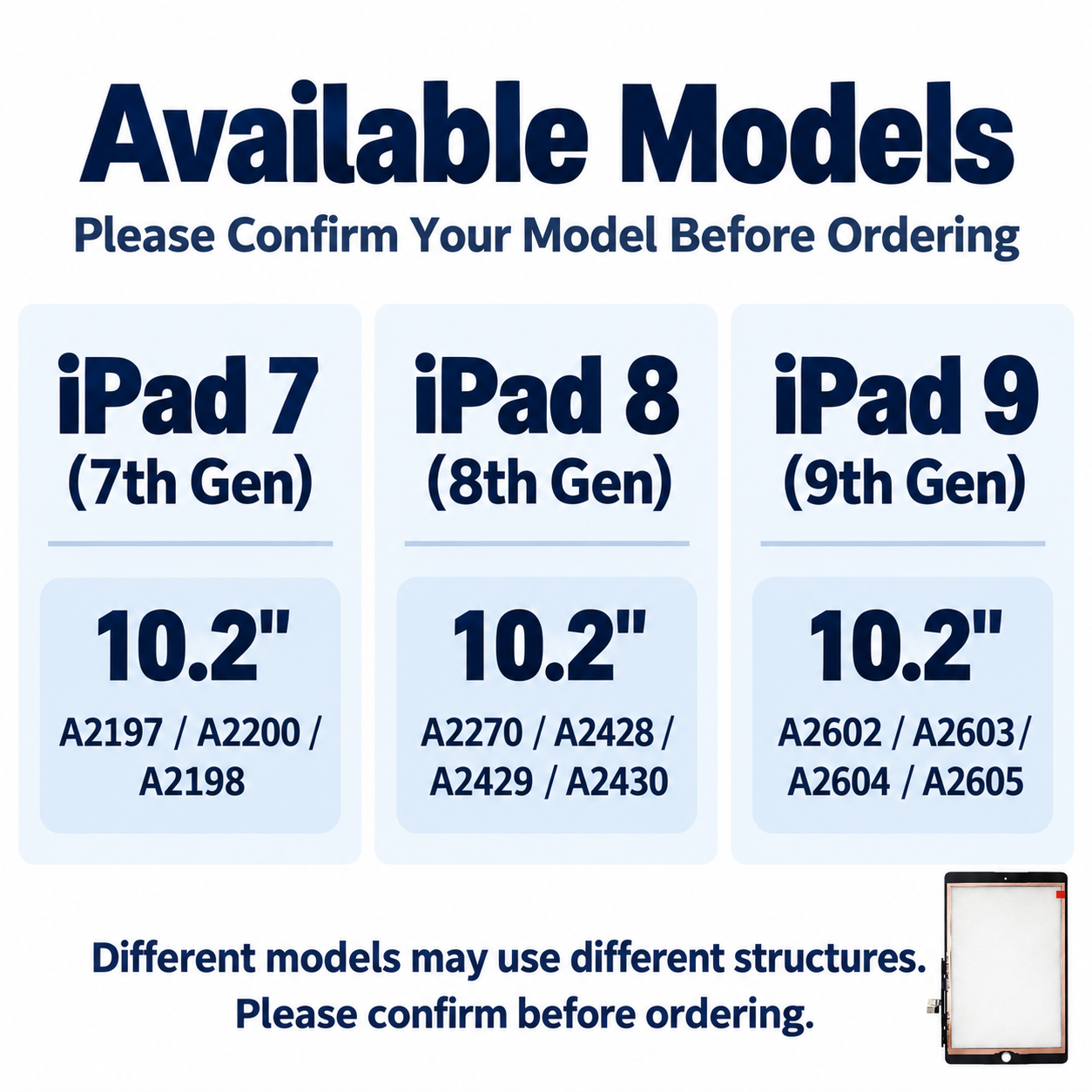 Compatible with iPad 7/8/9 10.2-Inch Touch Screen Digitizer,Panelix,iPad 7/8/9 10.2-Inch Touch Screen Digitizer | Panelix