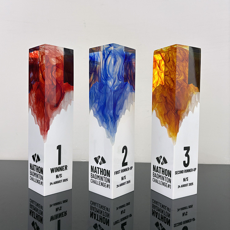 Personalized Red Amber Blue White Resin Trophy Award MH-J0411