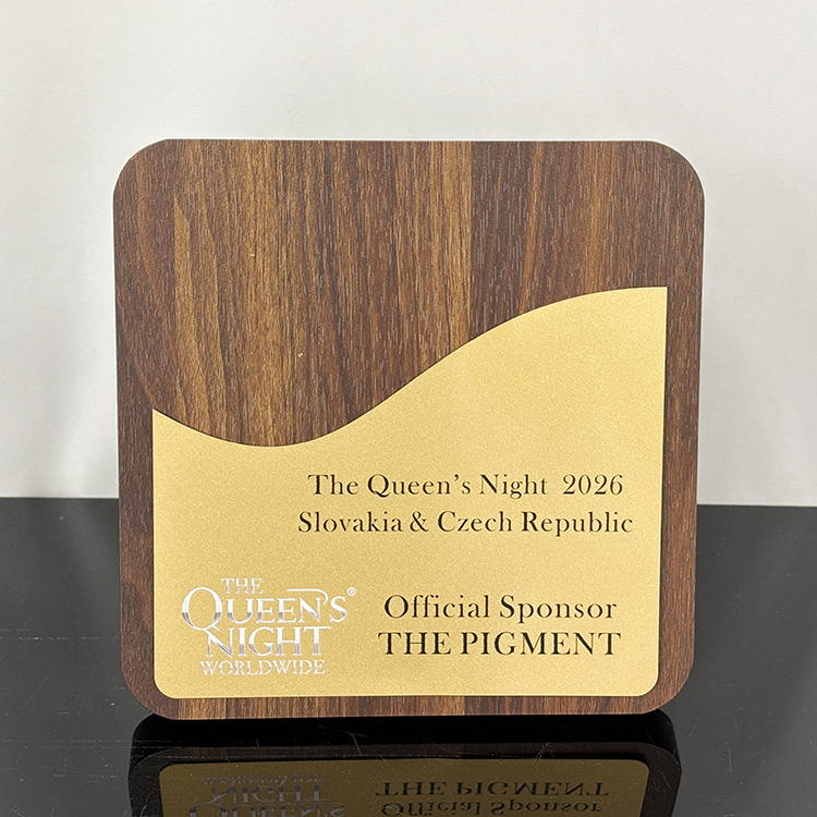 20x20cm Personalized Square Wooden Certificate Award with Gold Plate MH-LJ0962