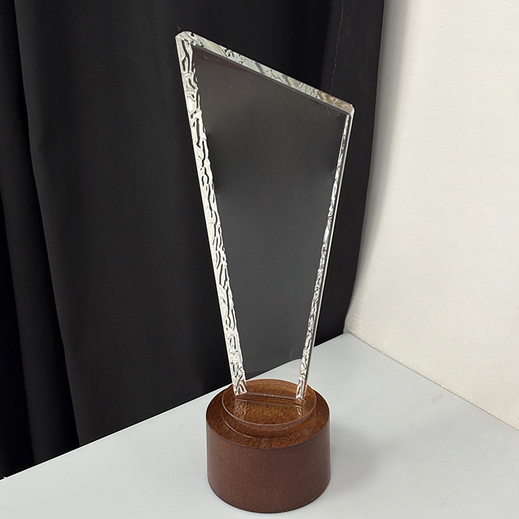 Blank Clear Crystal Trophy Award with Wooden Base MH-FJ008