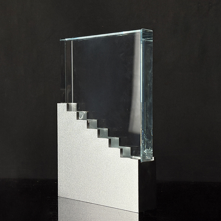 Silver Metal Base Crystal Plaque Trophy Awards MH-J0998